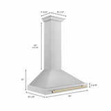 ZLINE 36 in. Autograph Edition Convertible Stainless Steel Range Hood with Stainless Steel Shell [Color: Gold Accents] - (KB4STZ36G)