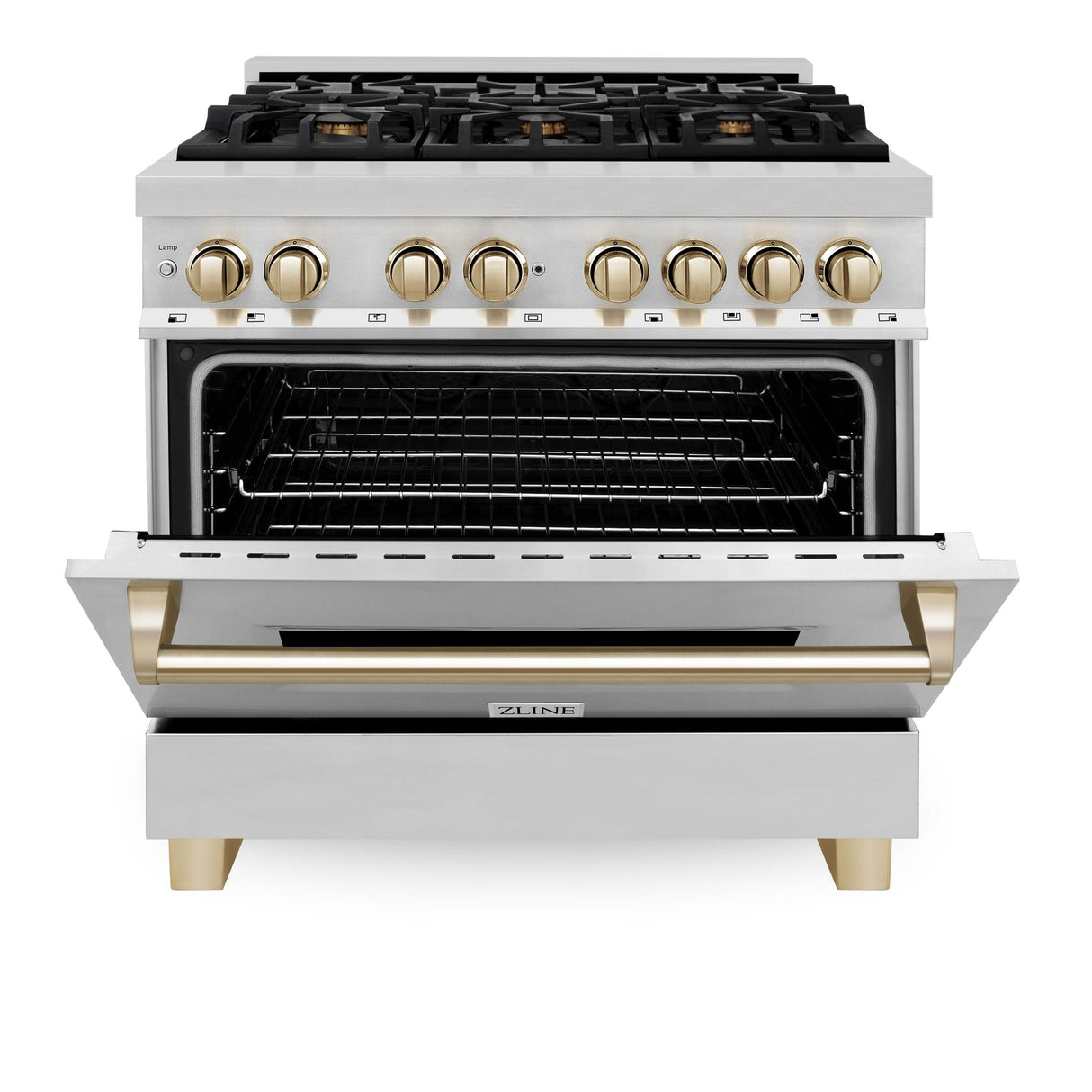 ZLINE Autograph Edition 36" 4.6 cu. ft. Dual Fuel Range with Gas Stove and Electric Oven in Stainless Steel with Accents (RAZ-36) [Color: Gold] - (RAZ36G)