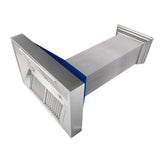 ZLINE Ducted DuraSnow Stainless Steel Range Hood with Blue Gloss Shell (8654BG) - (8654BG36)