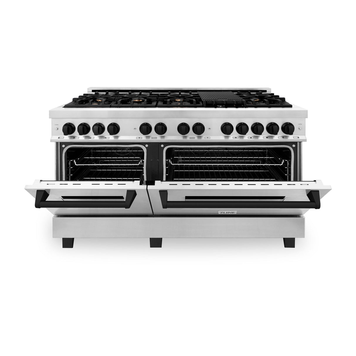 ZLINE Autograph Edition 60" 7.4 cu. ft. Dual Fuel Range with Gas Stove and Electric Oven in Stainless Steel with Accents (RAZ-60) [Color: Matte Black] - (RAZ60MB)