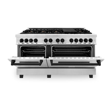 ZLINE Autograph Edition 60" 7.4 cu. ft. Dual Fuel Range with Gas Stove and Electric Oven in Stainless Steel with Accents (RAZ-60) [Color: Matte Black] - (RAZ60MB)