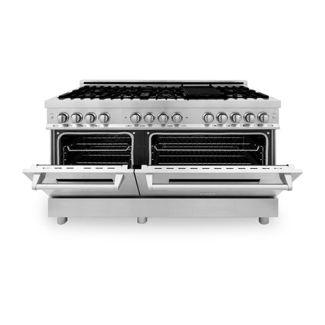 ZLINE 60 in. 7.4 cu. ft. Dual Fuel Range with Gas Stove and Electric Oven in Stainless Steel with Color Options (RA60) [Color: Stainless Steel] - (RA60)