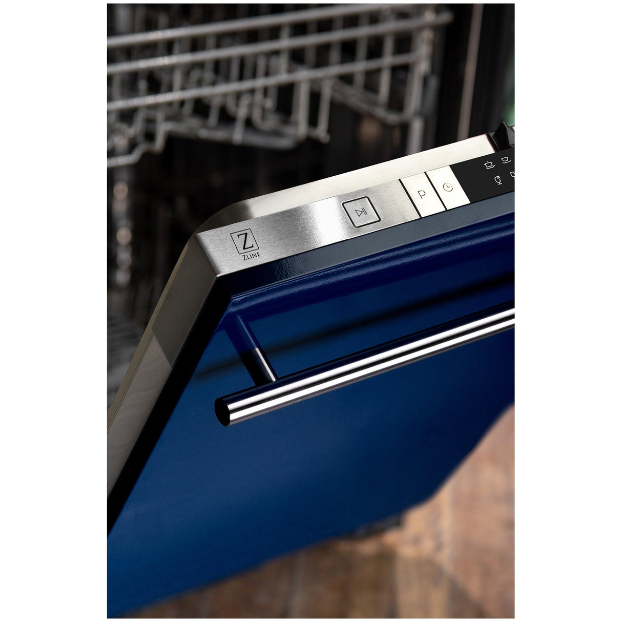 ZLINE 24 in. Top Control Dishwasher with Stainless Steel Tub and Modern Style Handle, 52dBa (DW-24) [Color: Blue Gloss] - (DWBGH24)