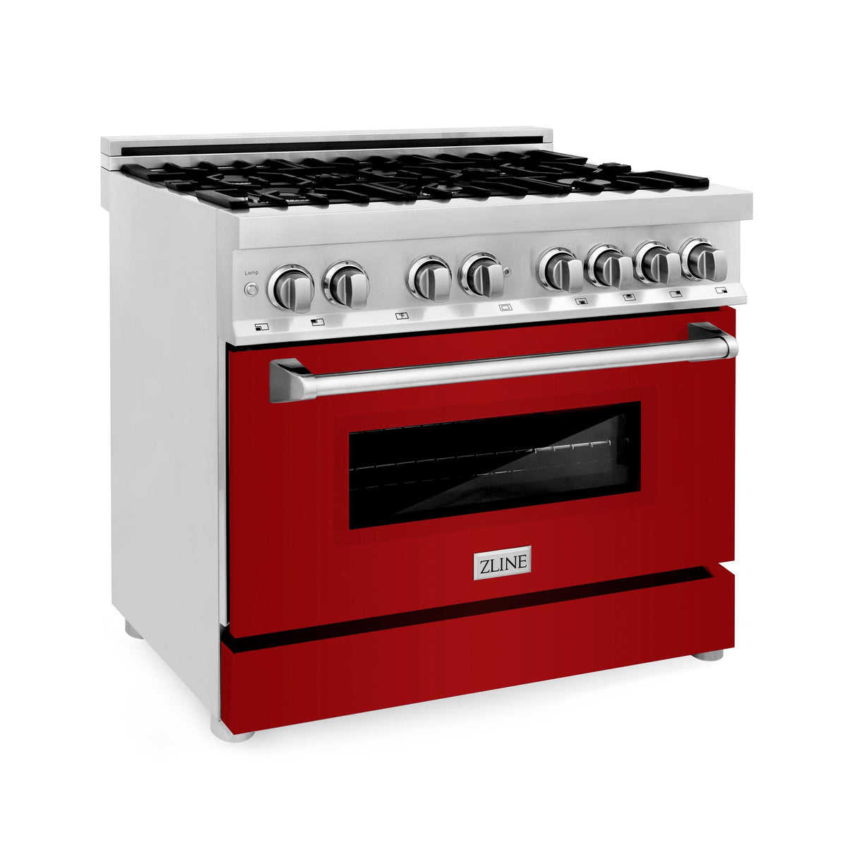 ZLINE 36 in. Dual Fuel Range with Gas Stove and Electric Oven in Stainless Steel (RA36) [Color: Red Gloss] - (RARG36)