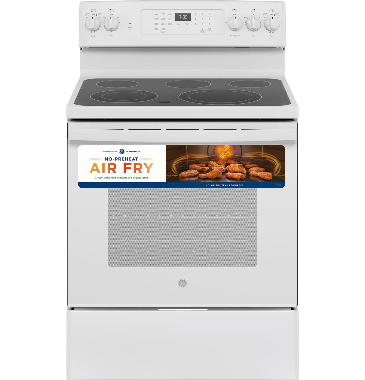 GE(R) 30" Free-Standing Electric Convection Range with No Preheat Air Fry - (JB735DPWW)