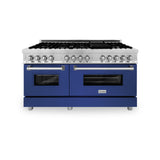 ZLINE 60 in. 7.4 cu. ft. Dual Fuel Range with Gas Stove and Electric Oven in Stainless Steel with Color Options (RA60) [Color: Blue Matte] - (RABM60)