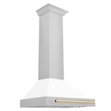 ZLINE 30 in. Autograph Edition Convertible Stainless Steel Range Hood with White Matte Shell [Color: Gold] - (KB4STZWM30G)