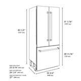 ZLINE 36" 19.6 cu. ft. Built-In 3-Door French Door Refrigerator with Internal Water and Ice Dispenser in Stainless Steel (RBIV-304-36) - (RBIV30436)