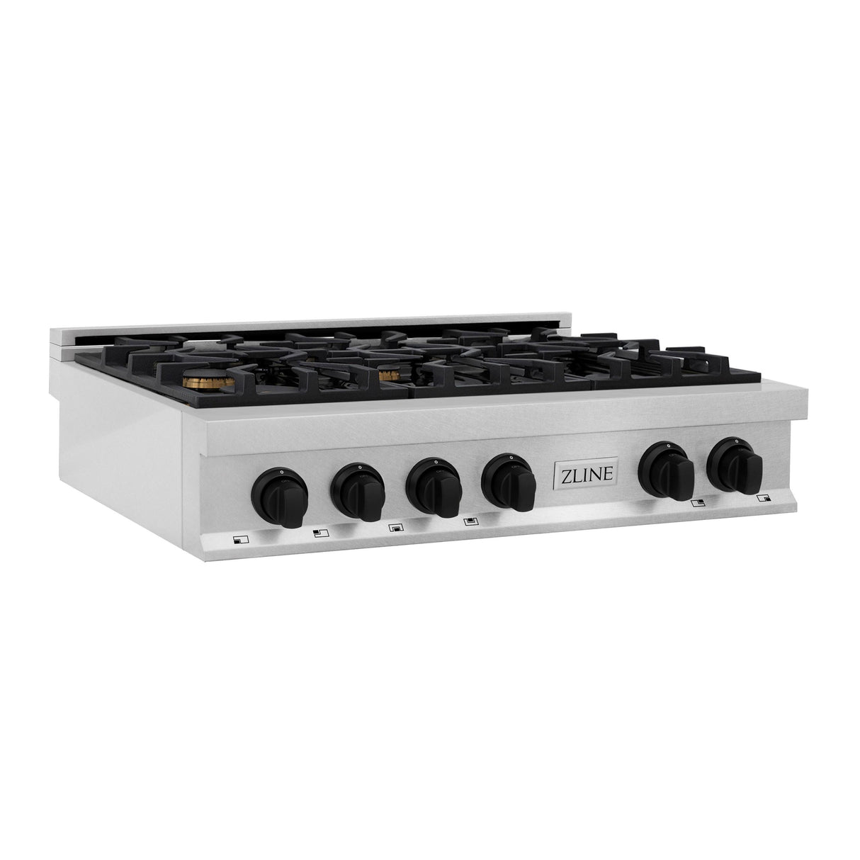 ZLINE Autograph Edition 36" Porcelain Rangetop with 6 Gas Burners in Fingerprint Resistant Stainless Steel and Matte Black Accents (RTSZ-36-MB) - (RTSZ36MB)