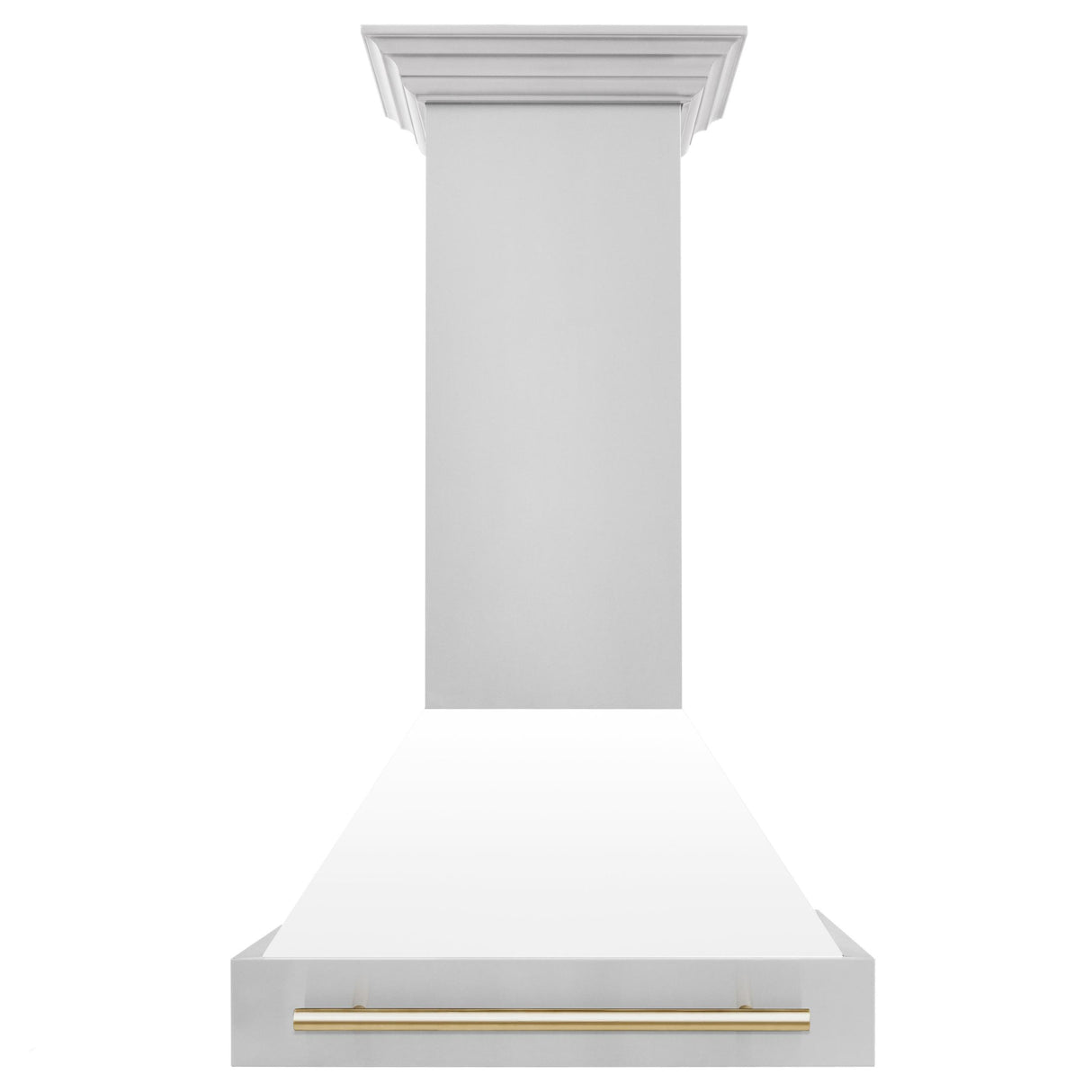 ZLINE 30 in. Autograph Edition Stainless Steel Range Hood with White Matte Shell and Accents (8654STZ-WM30) [Color: Gold] - (8654STZWM30G)