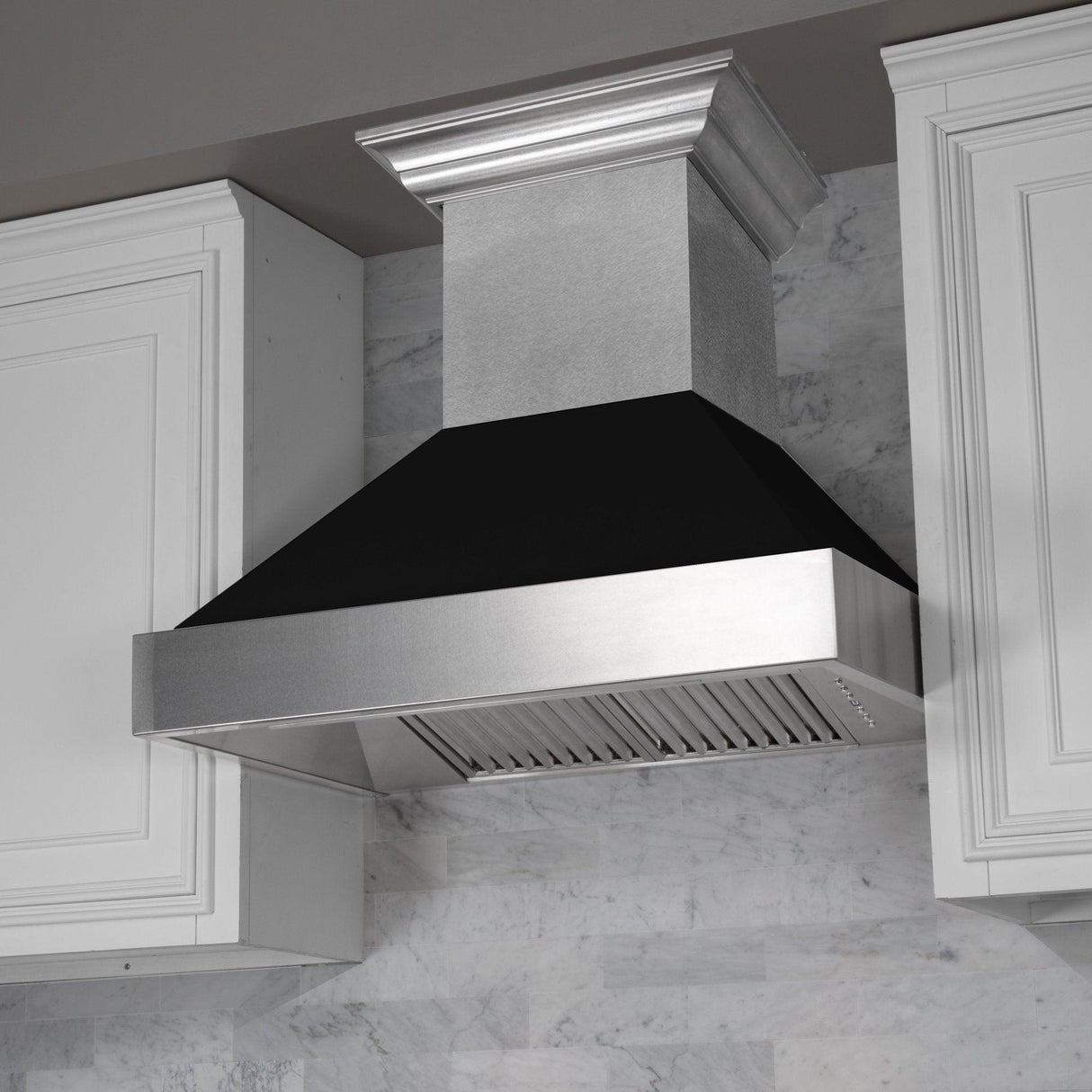 ZLINE Ducted DuraSnow Stainless Steel Range Hood with Black Matte Shell (8654BLM) - (8654BLM36)