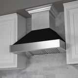 ZLINE Ducted DuraSnow Stainless Steel Range Hood with Black Matte Shell (8654BLM) - (8654BLM48)