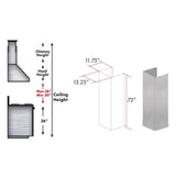 ZLINE 61" DuraSnow' Stainless Steel Extended Chimney and Crown (8654-E) - (8654E)