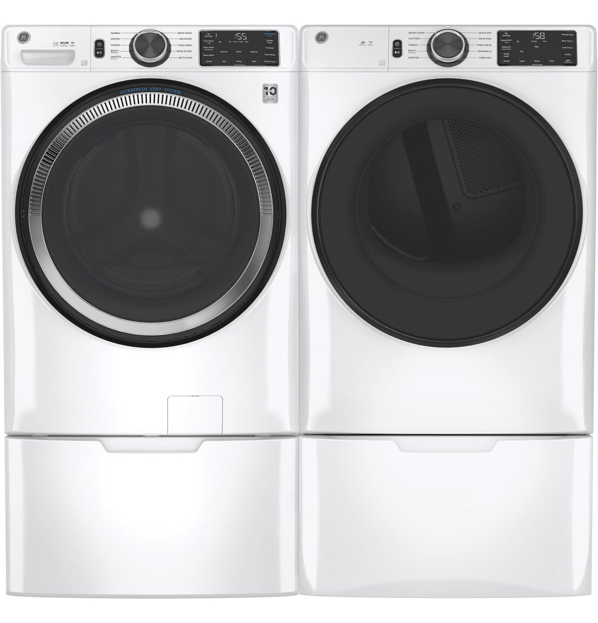 GE(R) ENERGY STAR(R) 7.8 cu. ft. Capacity Smart Front Load Electric Dryer with Sanitize Cycle - (GFD55ESSNWW)