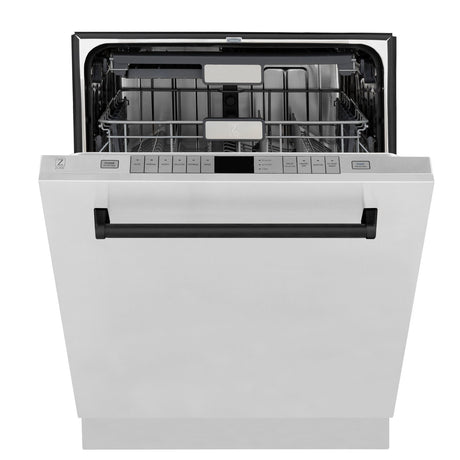 ZLINE Autograph Edition 24" 3rd Rack Top Touch Control Tall Tub Dishwasher in Stainless Steel with Accent Handle, 45dBa (DWMTZ-304-24) [Color: Matte Black] - (DWMTZ30424MB)