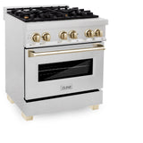 ZLINE Autograph Edition 30" 4.0 cu. ft. Dual Fuel Range with Gas Stove and Electric Oven in DuraSnow Stainless Steel with Accents (RASZ-SN-30) [Color: Gold] - (RASZSN30G)