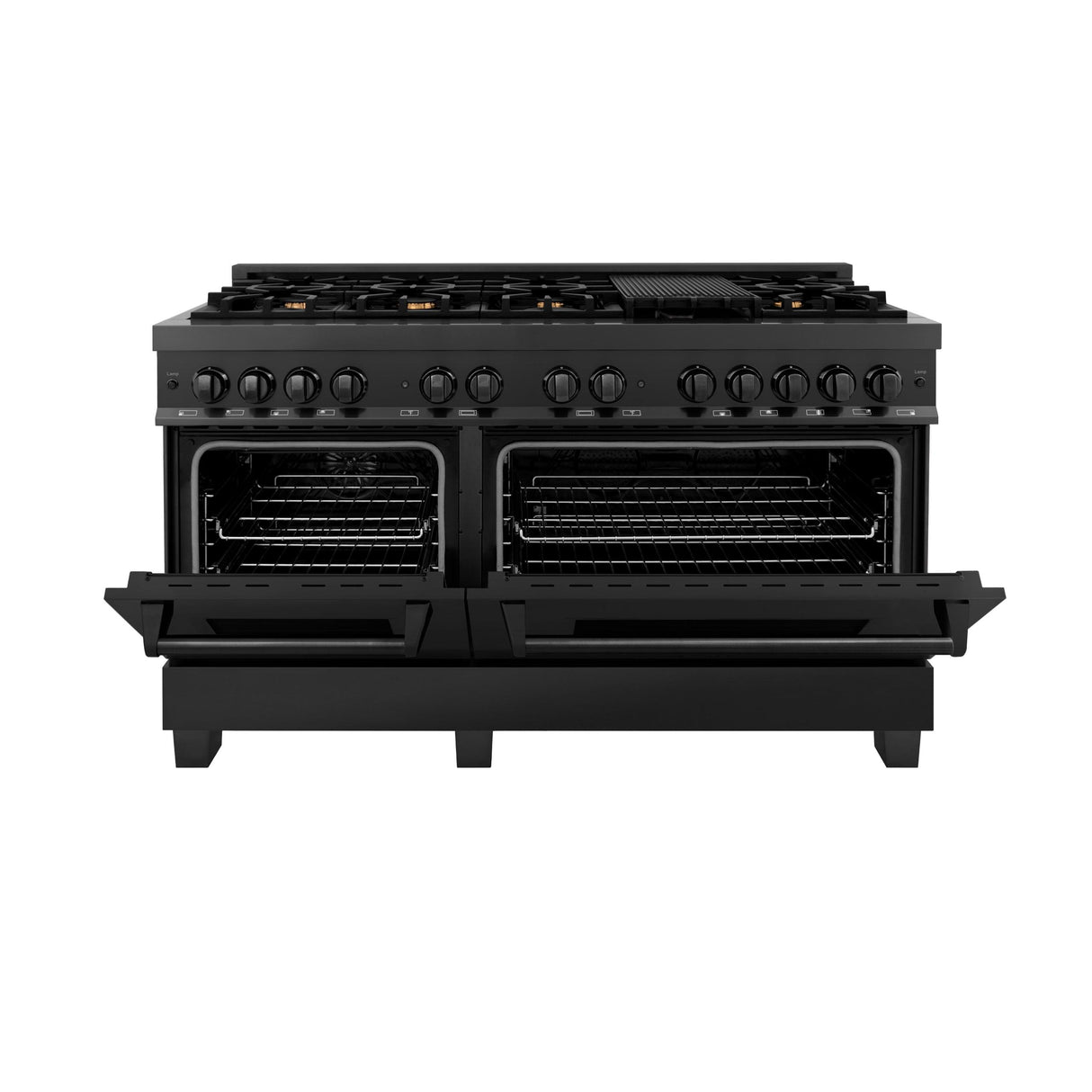 ZLINE 60 in. 7.4 cu. ft. Dual Fuel Range with Gas Stove and Electric Oven in Black Stainless Steel with Brass Burners (RAB-60) - (RAB60)