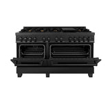 ZLINE 60 in. 7.4 cu. ft. Dual Fuel Range with Gas Stove and Electric Oven in Black Stainless Steel with Brass Burners (RAB-60) - (RAB60)