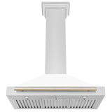 ZLINE 36 in. Autograph Edition Convertible Stainless Steel Range Hood with White Matte Shell (KB4STZ-WM36) [Color: Gold Accents] - (KB4STZWM36G)