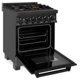 ZLINE 24 in. Professional Dual Fuel Range in Black Stainless Steel (RAB-BR-24) - (RABBR24)