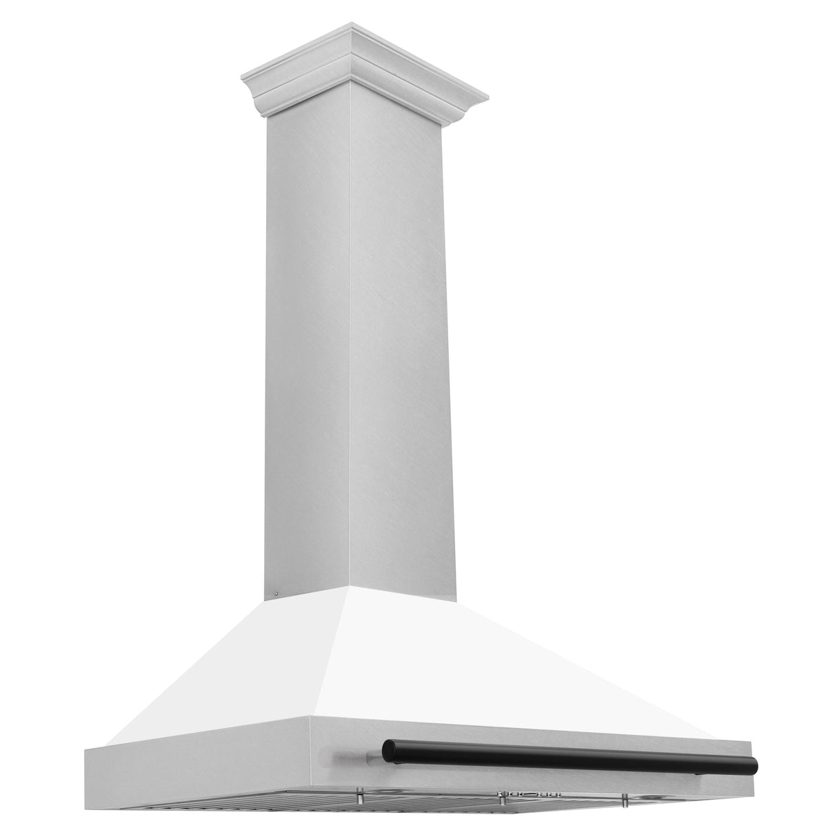 ZLINE 36 in. Autograph Edition Convertible Fingerprint Resistant DuraSnow' Stainless Steel Range Hood with White Matte Shell and Champagne Bronze Handle (KB4SNZ-WM36-CB) [Color: Matte Black Accents] - (KB4SNZWM36MB)