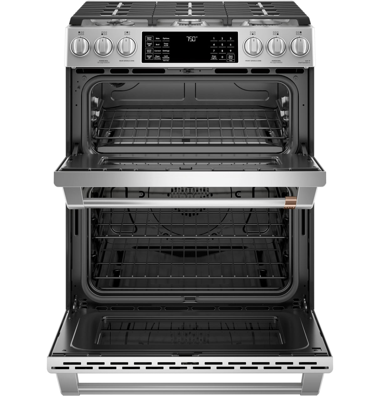 Caf(eback)(TM) 30" Smart Slide-In, Front-Control, Gas Double-Oven Range with Convection - (CGS750P2MS1)