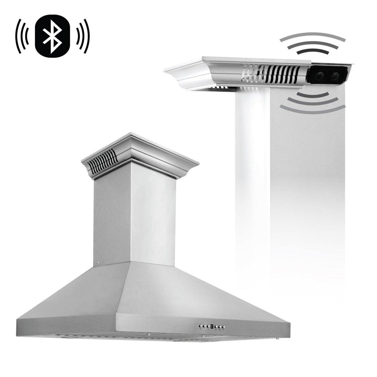 ZLINE Ducted Vent Wall Mount Range Hood in Stainless Steel with Built-in ZLINE CrownSound Bluetooth Speakers (KL3CRN-BT) - (KL3CRNBT42)