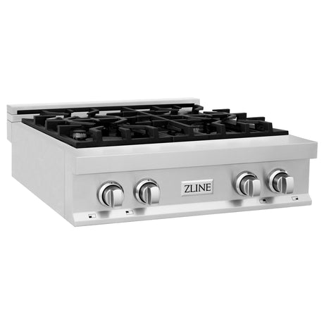 ZLINE 30 in. Porcelain Gas Stovetop with 4 Gas Burners (RT30) Available with Brass Burners [Color: Stainless Steel] - (RT30)