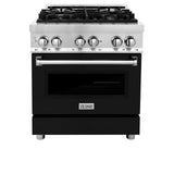 ZLINE 30 in. Dual Fuel Range with Gas Stove and Electric Oven in Stainless Steel (RA30) [Color: Black Matte] - (RABLM30)