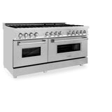 ZLINE 60 in. 7.4 cu. ft. Dual Fuel Range with Gas Stove and Electric Oven in Stainless Steel with Color Options (RA60) [Color: Stainless Steel with DuraSnow Door] - (RASN60)