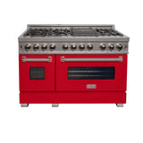 ZLINE 48 in. DuraSnow Stainless Steel 6.0 cu.ft. 7 Gas Burner/Electric Oven Range with Color Door Options (RAS-SN-48) [Color: Red Matte] - (RASRM48)