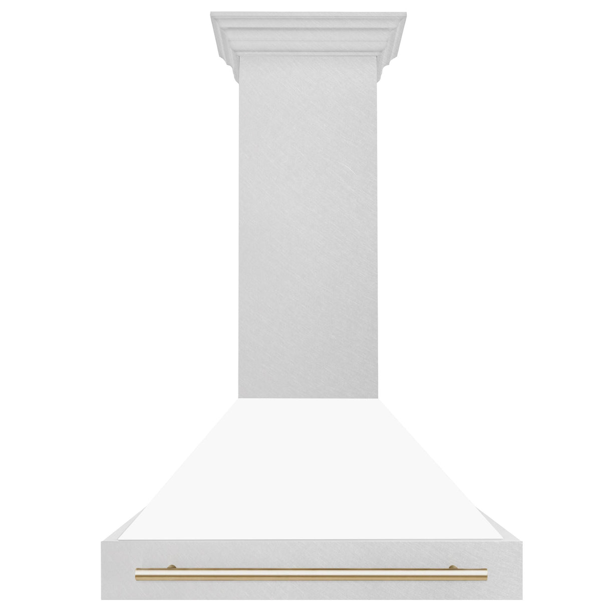 36 in. ZLINE Autograph Edition DuraSnow Stainless Steel Range Hood with White Matte Shell and Accented Handle (8654SNZ-WM36) [Color: Gold] - (8654SNZWM36G)