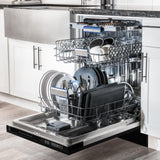 ZLINE Autograph Edition 18' Compact 3rd Rack Top Control Dishwasher in Black Stainless Steel with Accent Handle, 51dBa (DWVZ-BS-18) [Color: Champagne Bronze] - (DWVZBS18CB)