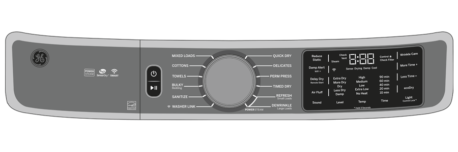 GE(R) ENERGY STAR(R) 7.8 cu. ft. Capacity Smart Front Load Electric Dryer with Steam and Sanitize Cycle - (GFD85ESPNRS)