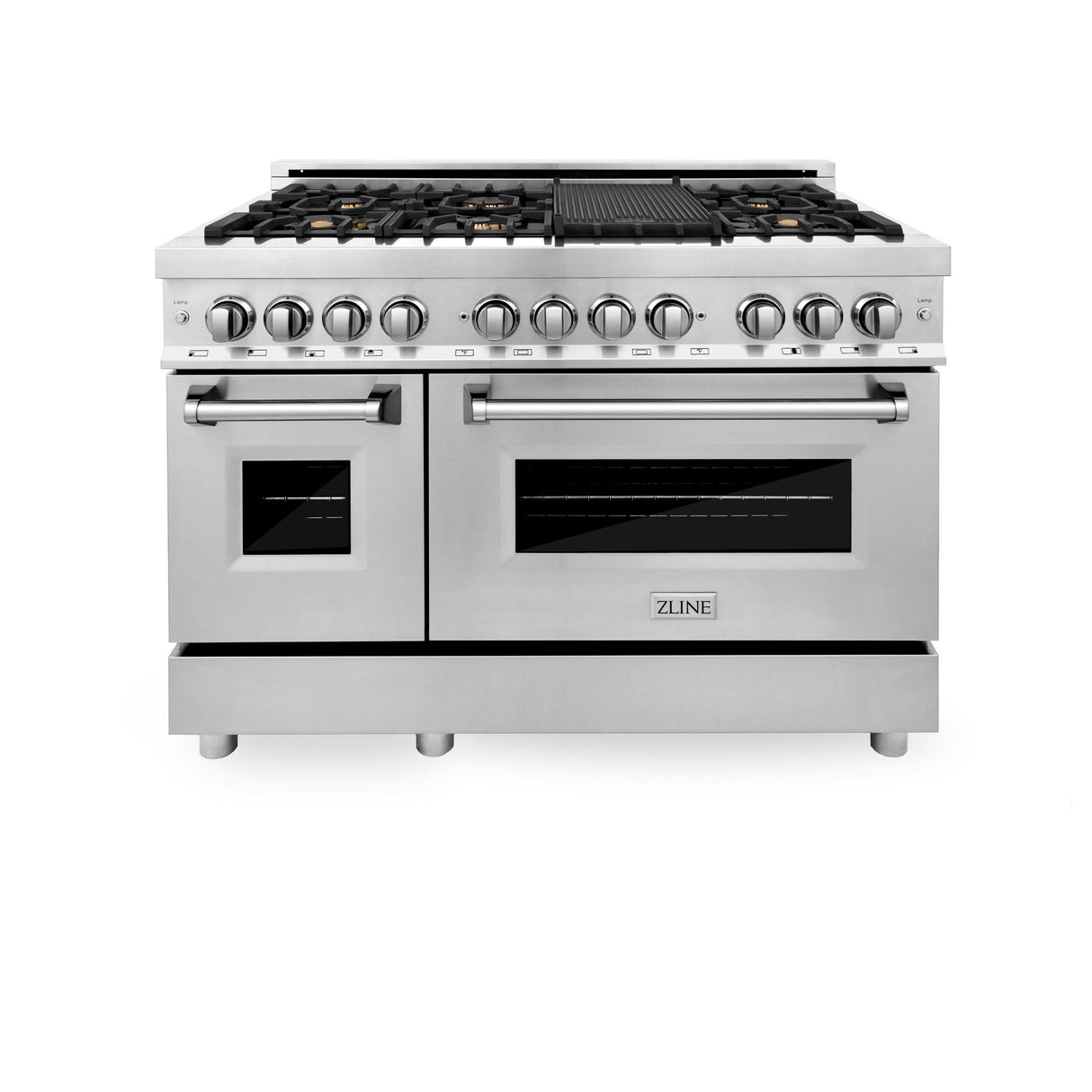 ZLINE 48 in. Dual Fuel Range with Gas Stove and Electric Oven in Stainless Steel (RA48) [Color: DuraSnow Stainless Steel] - (RASN48)