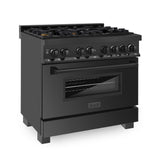 ZLINE 36 in. Black Stainless 4.6 cu.ft. 6 Gas Burner/Electric Oven Range (RAB-BR-36) - (RABBR36)