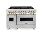 ZLINE Autograph Edition 48" 6.0 cu. ft. Dual Fuel Range with Gas Stove and Electric Oven in Stainless Steel with Accents (RAZ-48) [Color: Gold] - (RAZ48G)