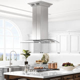 ZLINE Island Mount Range Hood in Stainless Steel with Built-in ZLINE CrownSound Bluetooth Speakers (GL5iCRN-BT) - (GL5ICRNBT36)