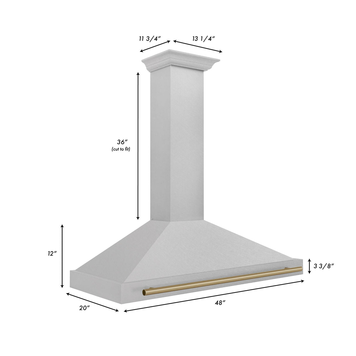 ZLINE 48 in. Autograph Edition Convertible Fingerprint Resistant DuraSnow' Stainless Steel Range Hood with Champagne Bronze Handle (KB4SNZ-48-CB) [Color: Champagne Bronze Accents] - (KB4SNZ48CB)