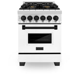 ZLINE Autograph Edition 24" 2.8 cu. ft. Dual Fuel Range with Gas Stove and Electric Oven in Stainless Steel with White Matte Door and Accents (RAZ-WM-24) [Color: Matte Black] - (RAZWM24MB)