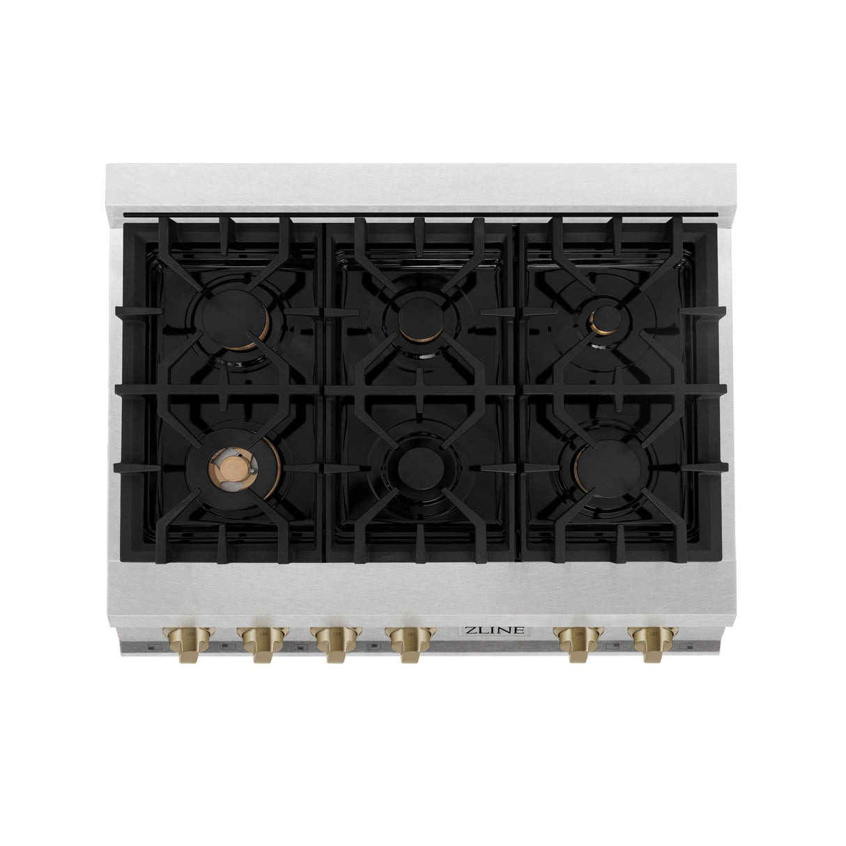 ZLINE Autograph Edition 36" Porcelain Rangetop with 6 Gas Burners in Fingerprint Resistant Stainless Steel and Champagne Bronze Accents (RTSZ-36-CB) [Color: Champagne Bronze] - (RTSZ36CB)