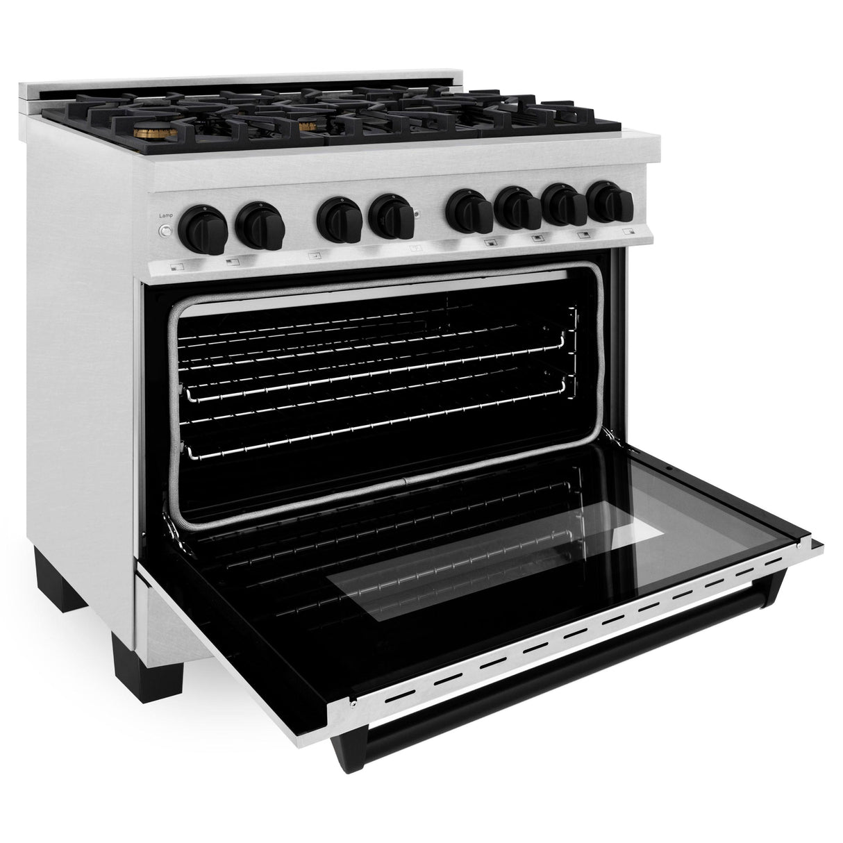 ZLINE Autograph Edition 36 in. 4.6 cu. ft. Dual Fuel Range with Gas Stove and Electric Oven in DuraSnow Stainless Steel with Accents (RASZ-SN-36) [Color: Matte Black] - (RASZSN36MB)