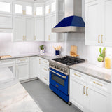 ZLINE Ducted DuraSnow Stainless Steel Range Hood with Blue Gloss Shell (8654BG) - (8654BG30)