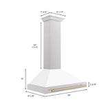 ZLINE 36 in. Autograph Edition Convertible Fingerprint Resistant DuraSnow' Stainless Steel Range Hood with White Matte Shell and Champagne Bronze Handle (KB4SNZ-WM36-CB) [Color: Champagne Bronze Accents] - (KB4SNZWM36CB)