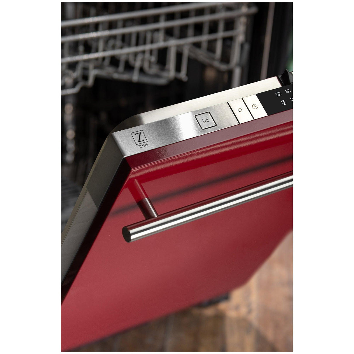 ZLINE 24 in. Top Control Dishwasher with Stainless Steel Tub and Modern Style Handle, 52dBa (DW-24) [Color: Red Gloss] - (DWRGH24)