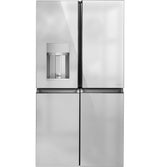 Caf(eback)(TM) ENERGY STAR(R) 27.4 Cu. Ft. Smart Quad-Door Refrigerator in Platinum Glass - (CQE28DM5NS5)