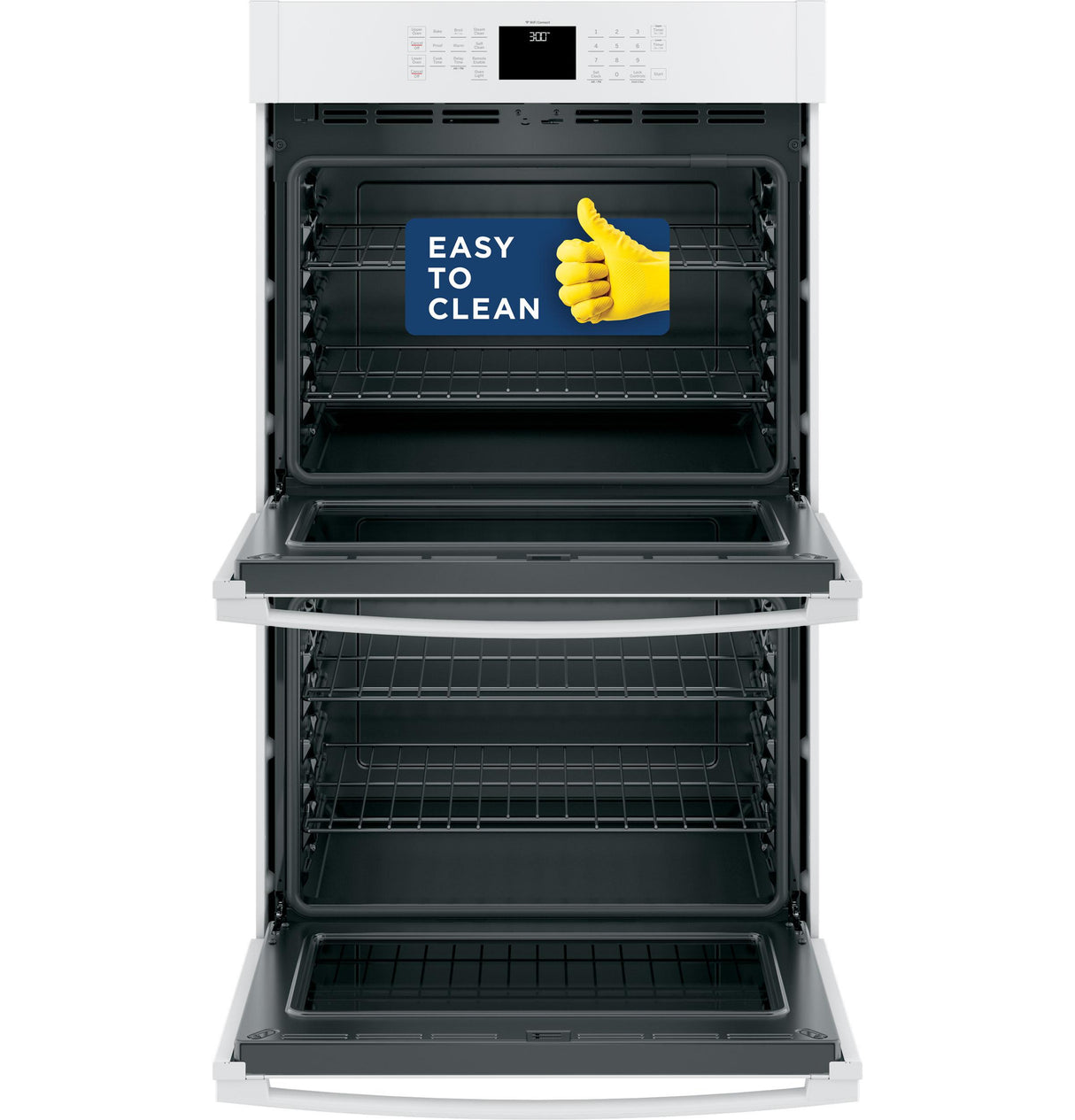 GE(R) 30" Smart Built-In Self-Clean Double Wall Oven with Never-Scrub Racks - (JTD3000DNWW)