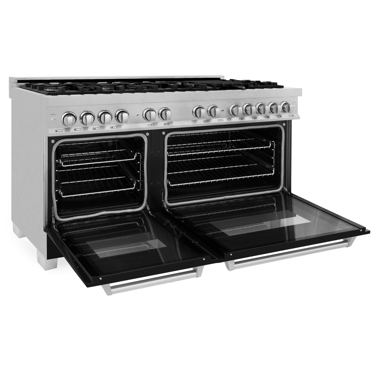 ZLINE 60 in. 7.4 cu. ft. Dual Fuel Range with Gas Stove and Electric Oven in DuraSnow Stainless Steel and Colored Door Options (RAS-60) [Color: DuraSnow Stainless Steel with Black Matte Door] - (RASBLM60)