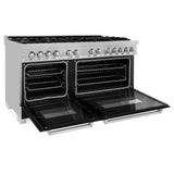 ZLINE 60 in. 7.4 cu. ft. Dual Fuel Range with Gas Stove and Electric Oven in DuraSnow Stainless Steel and Colored Door Options (RAS-60) [Color: DuraSnow Stainless Steel with Black Matte Door] - (RASBLM60)