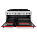 ZLINE 60 in. 7.4 cu. ft. Dual Fuel Range with Gas Stove and Electric Oven in Stainless Steel with Color Options (RA60) [Color: Red Matte] - (RARM60)